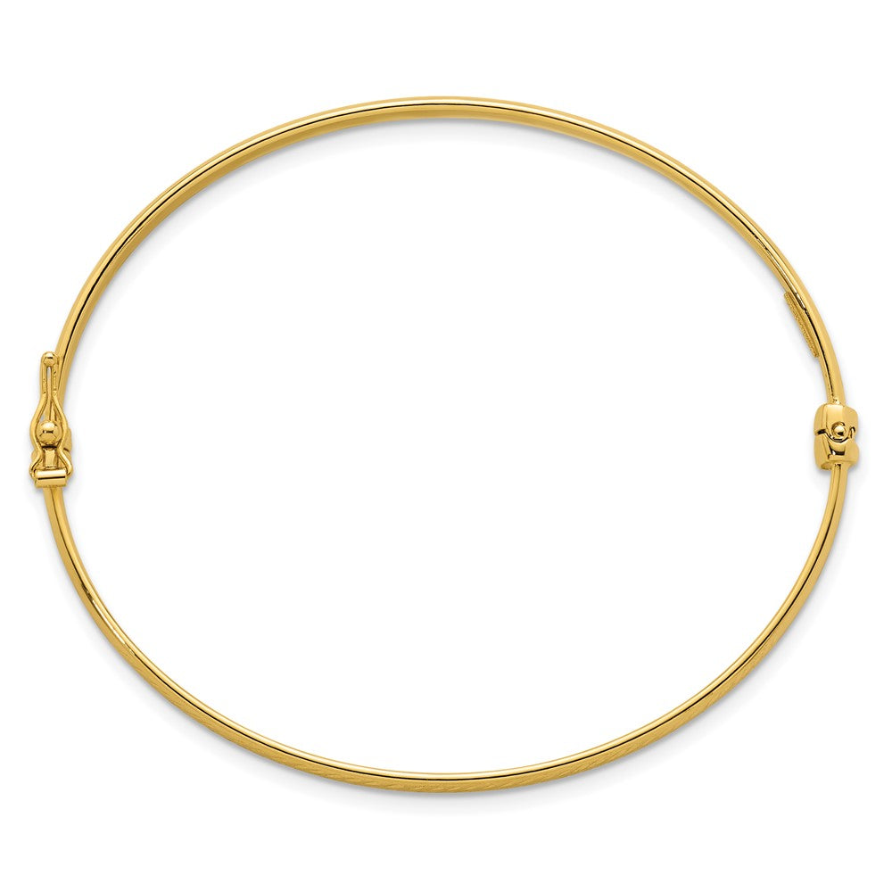 14k Polished and Diamond-cut 4.75mm Hinged Oval Bangle Bracelet