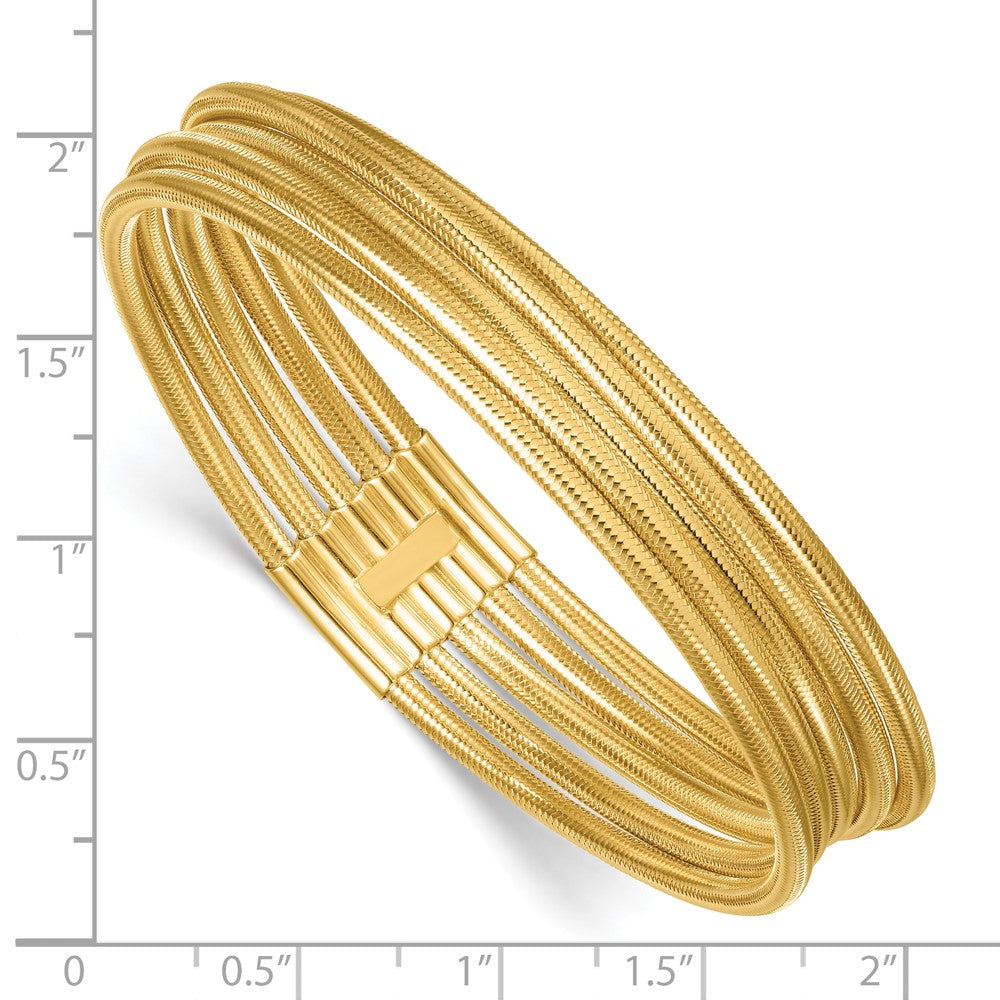 14k Polished Five Strand Mesh Stretch Round Bracelet