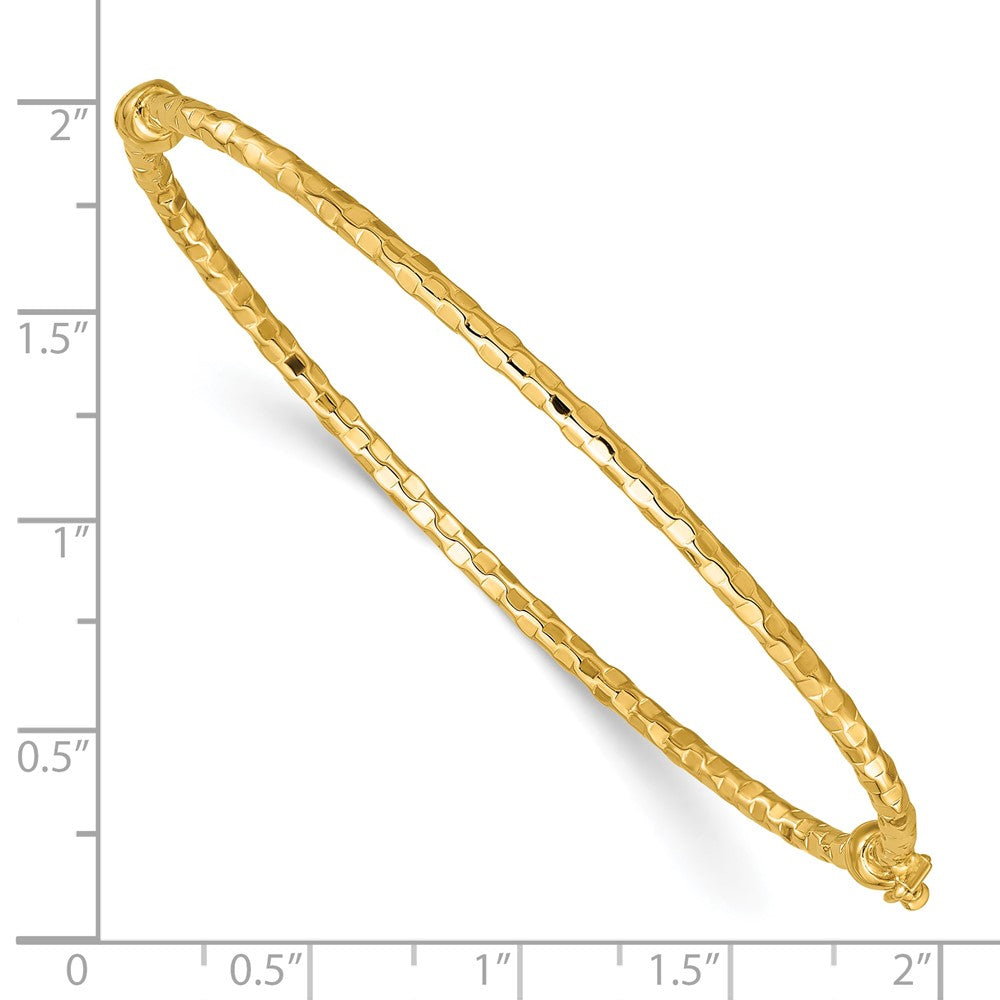 14k Polished Diamond-cut 2.20mm Hinged Oval Bangle Bracelet