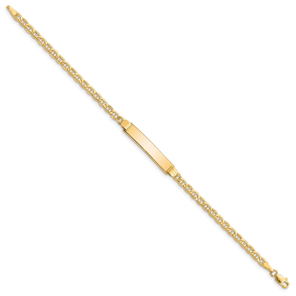 14k Polished Semi-Solid Chain/Solid Plate Anchor Link 25.5x5mm Plate 8 inch ID Bracelet
