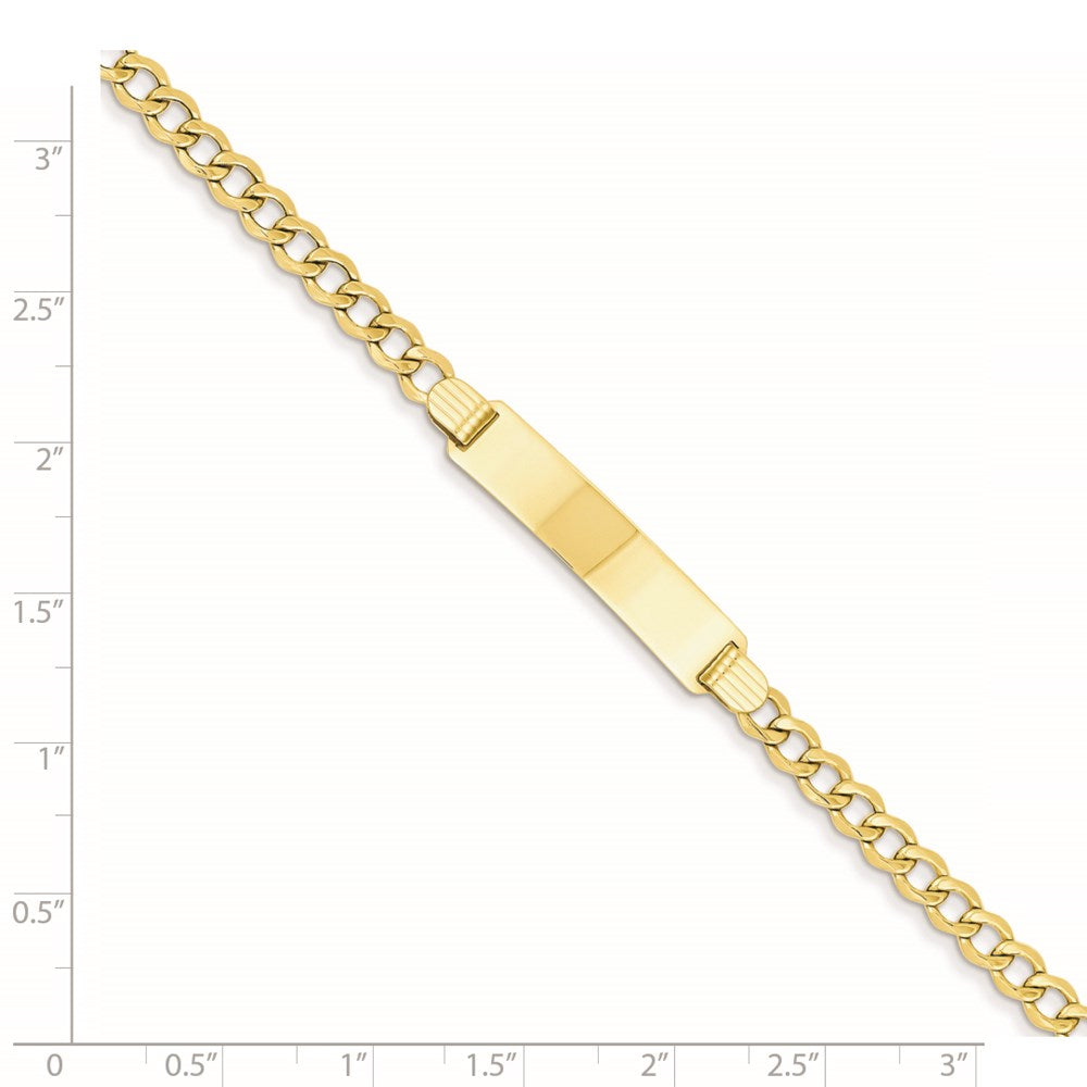 14k Polished Semi-Solid Chain/Solid Plate Curb Link 33x6.75mm Plate 8 inch ID Bracelet