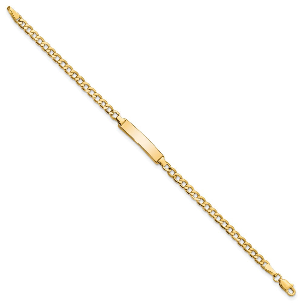 14k Polished Semi-Solid Chain/Solid Plate Cuban Link 23.5x4.5mm Plate 6 inch Baby/Child ID Bracelet