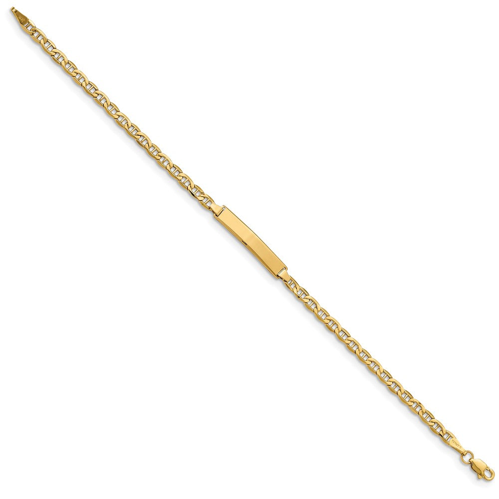 14k Polished Semi-Solid Chain/Solid Plate Anchor Link 22.5x4.5mm Plate 8 inch ID Bracelet