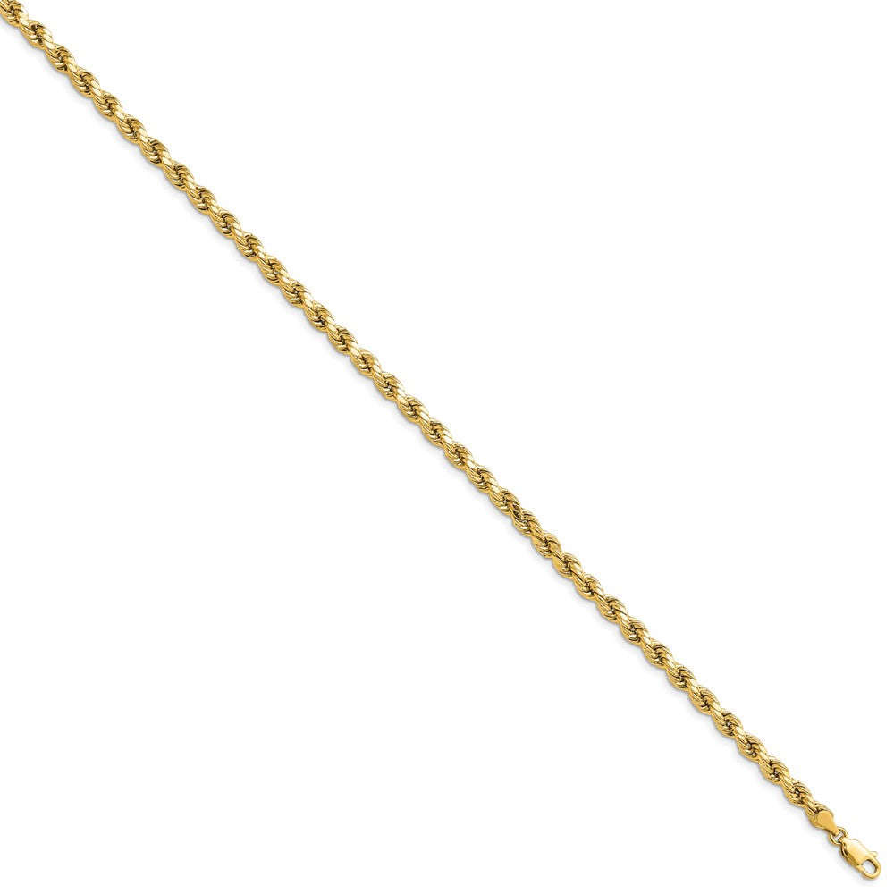 14K 7 inch 4mm Semi Solid Diamond-cut Rope with Lobster Clasp Chain
