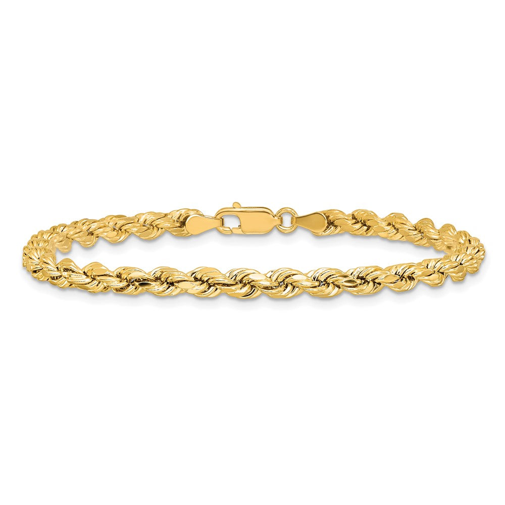 14K 8 inch 4mm Semi Solid Diamond-cut Rope with Lobster Clasp Chain