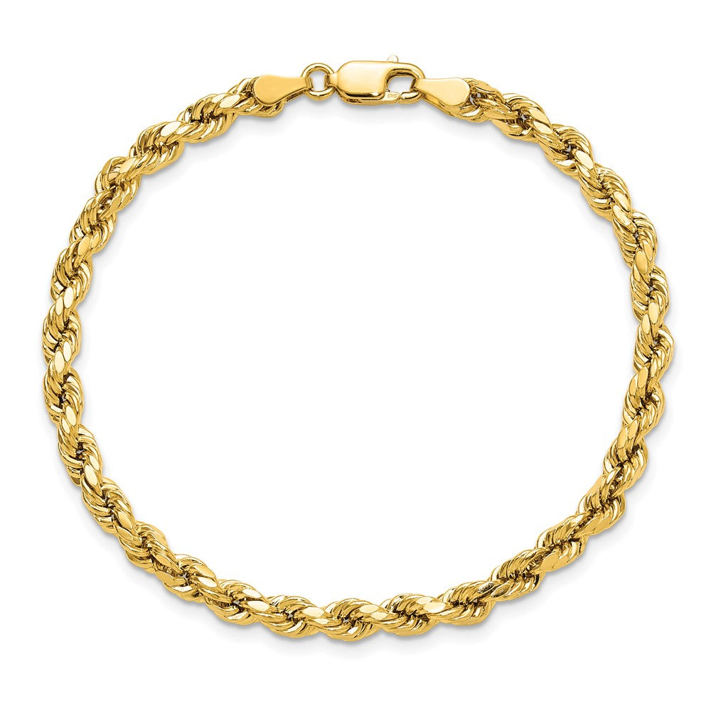 14K 8 inch 4mm Semi Solid Diamond-cut Rope with Lobster Clasp Chain