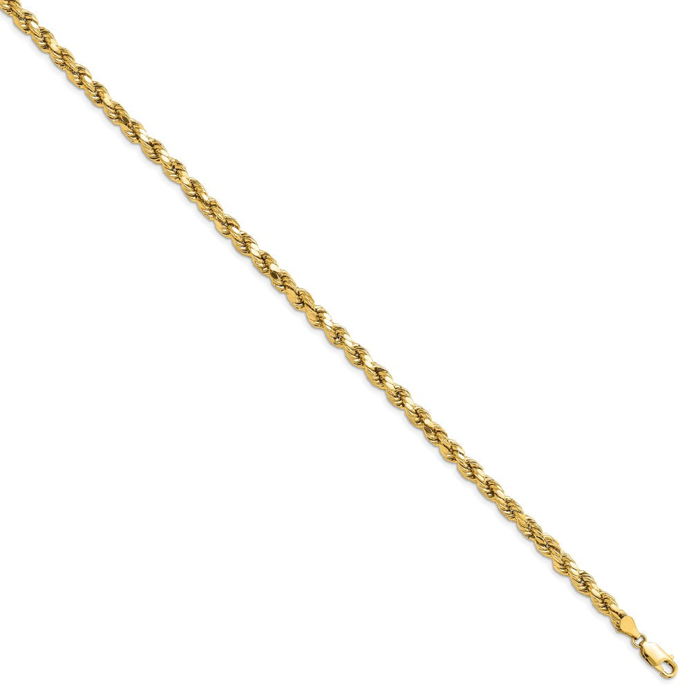 14K 8 inch 4.9mm Semi Solid Diamond-cut Rope with Lobster Clasp Chain