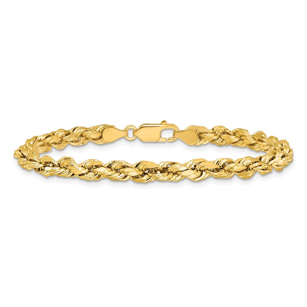 14K 7 inch 4.9mm Semi Solid Diamond-cut Rope with Lobster Clasp Chain