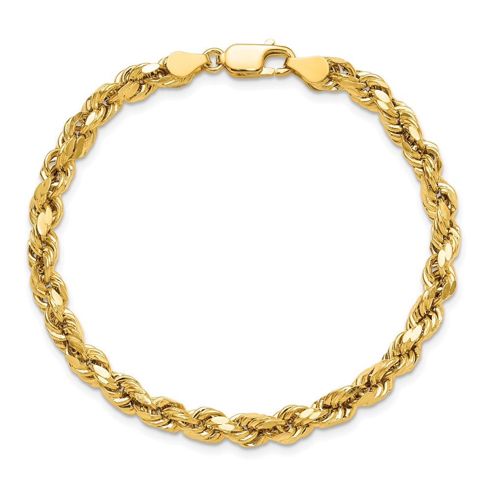 14K 8 inch 4.9mm Semi Solid Diamond-cut Rope with Lobster Clasp Chain