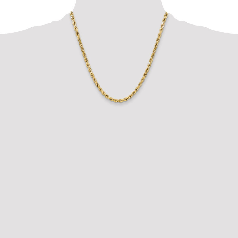 14K 20 inch 5.5mm Semi Solid Diamond-cut Rope with Lobster Clasp Chain
