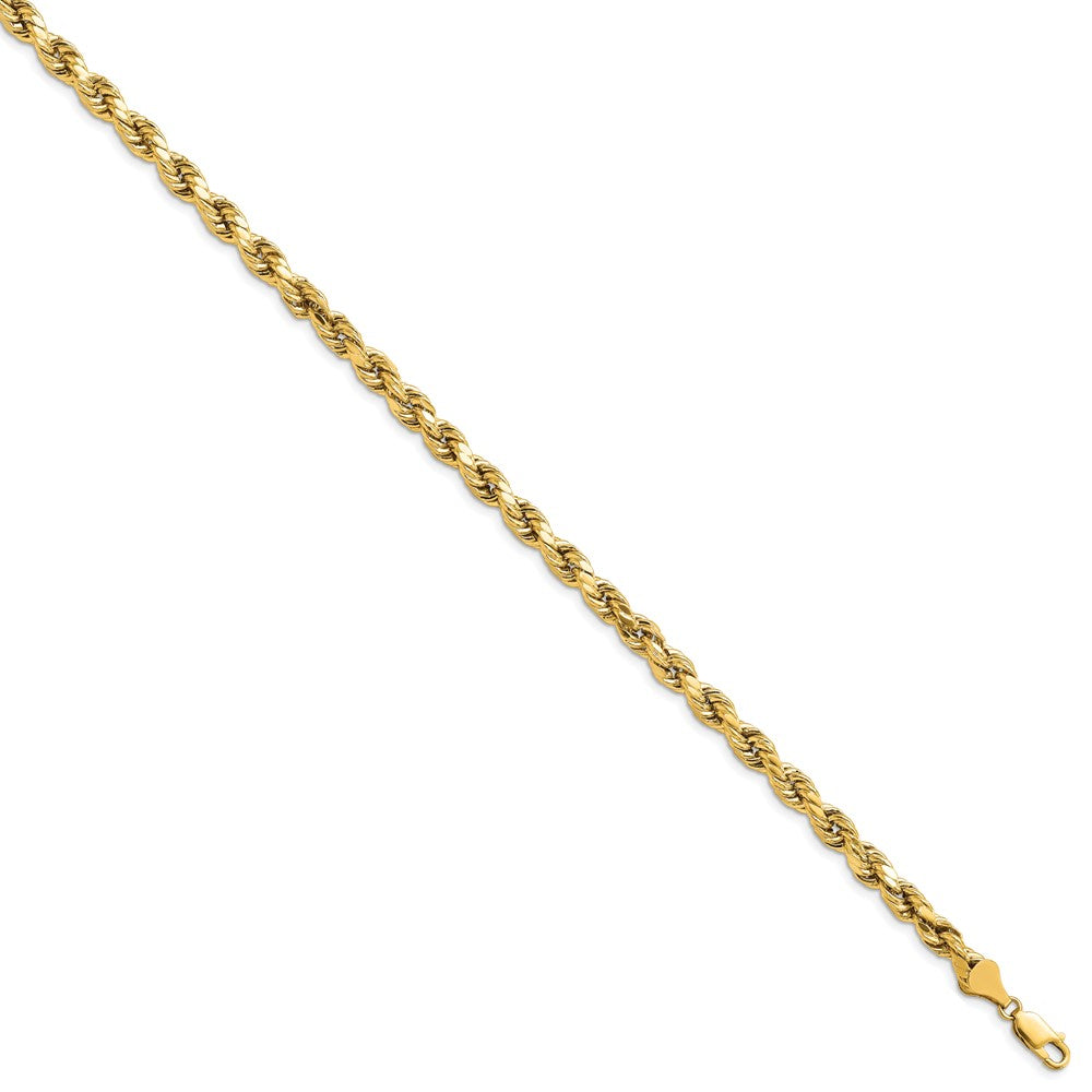14K 7 inch 5.5mm Semi Solid Diamond-cut Rope with Lobster Clasp Chain