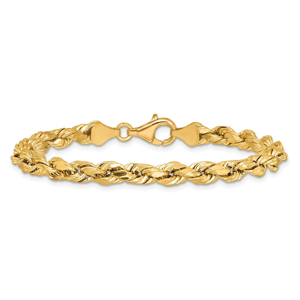 14K 7 inch 5.5mm Semi Solid Diamond-cut Rope with Lobster Clasp Chain