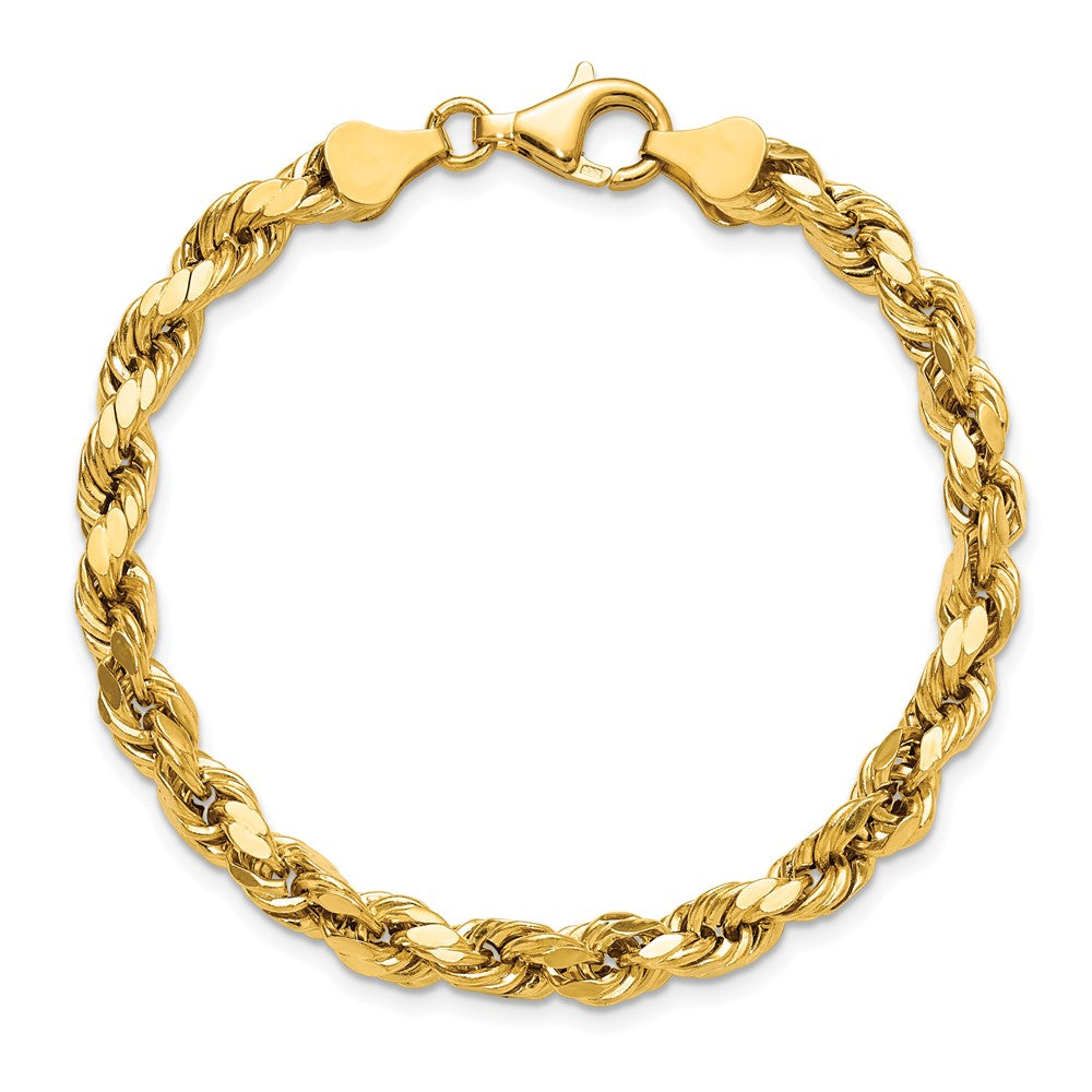 14K 7 inch 5.5mm Semi Solid Diamond-cut Rope with Lobster Clasp Chain