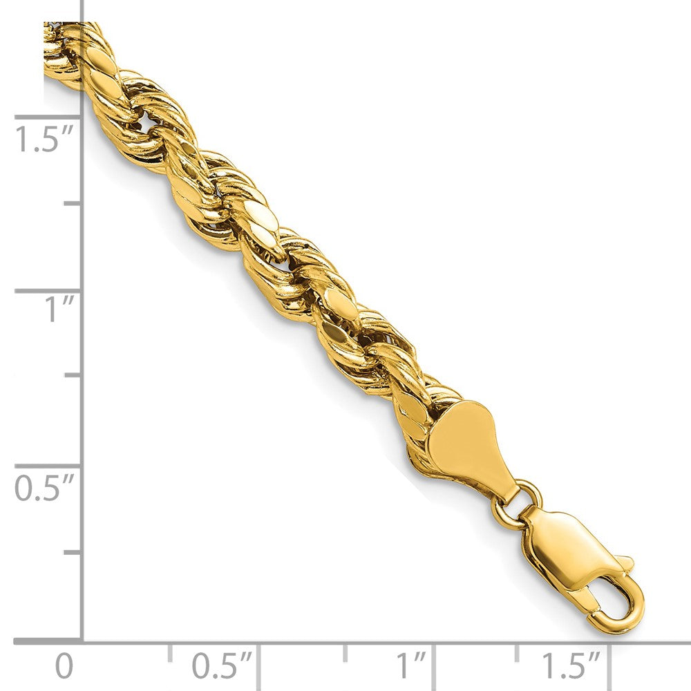 14K 8 inch 5.5mm Semi Solid Diamond-cut Rope with Lobster Clasp Chain