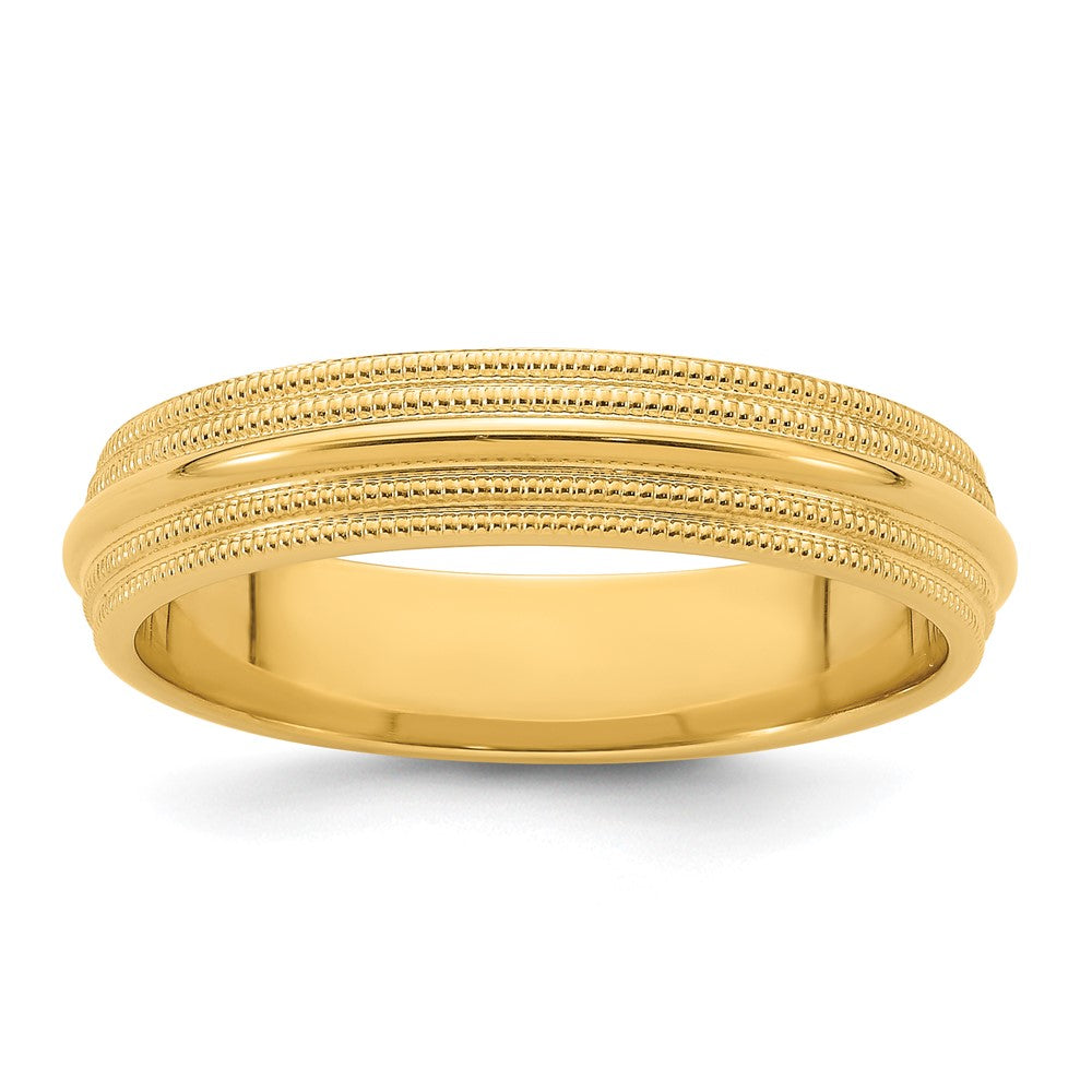 Solid;Polished;14k Yellow gold;Engravable;Comfort fit;Milgrain;Machined