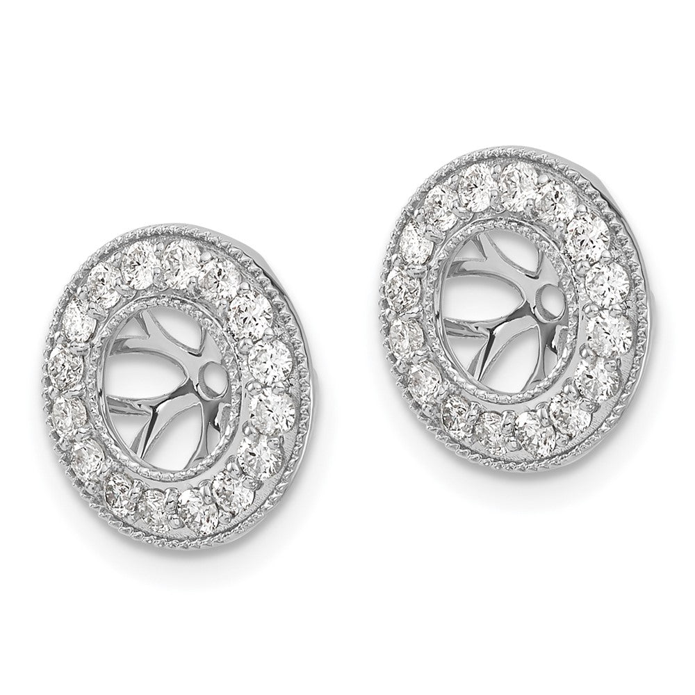 14k White Gold 3/4 carat Diamond Circle Earring Jackets