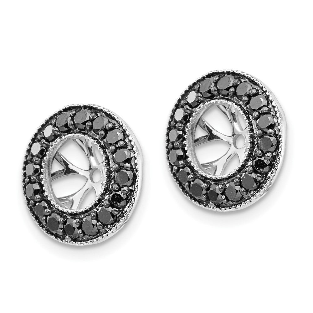 14k White Gold 3/4 carat Black Diamond Circle Earring Jackets