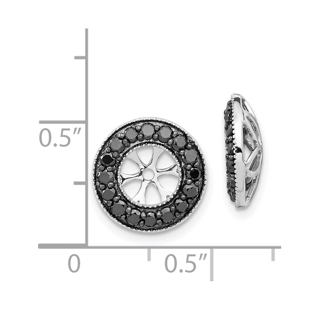 14k White Gold 3/4 carat Black Diamond Circle Earring Jackets