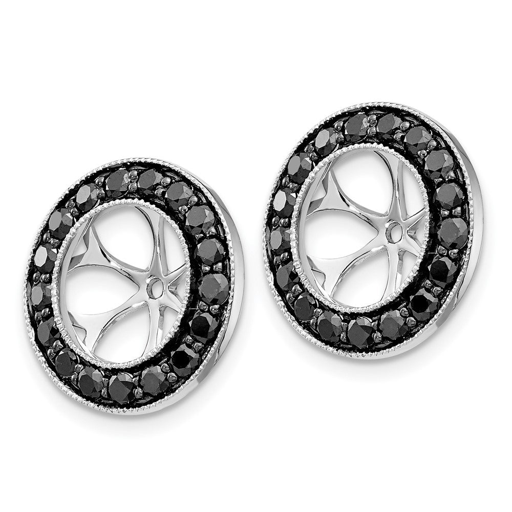14k White Gold 1.19 carat Black Diamond Circle Earring Jackets