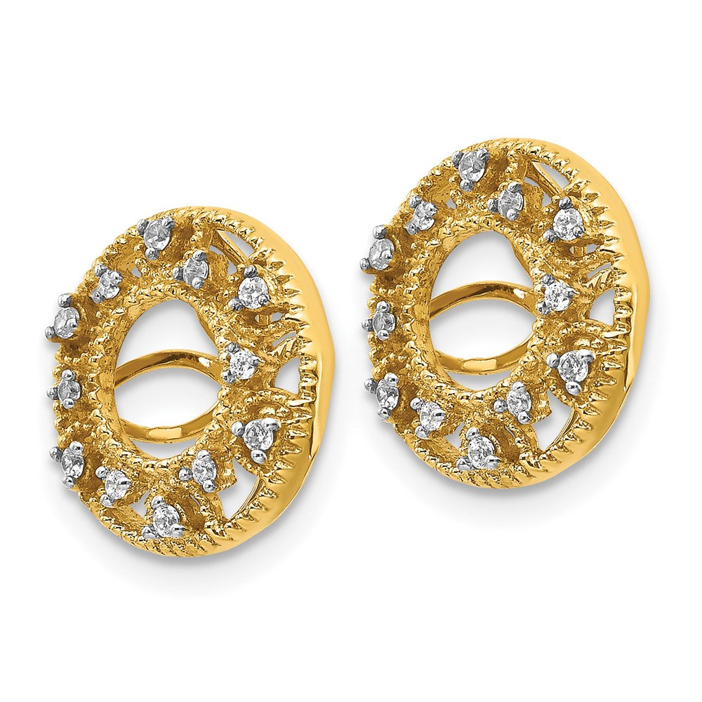 14k 1/10 carat Diamond Fancy Circle Earring Jackets