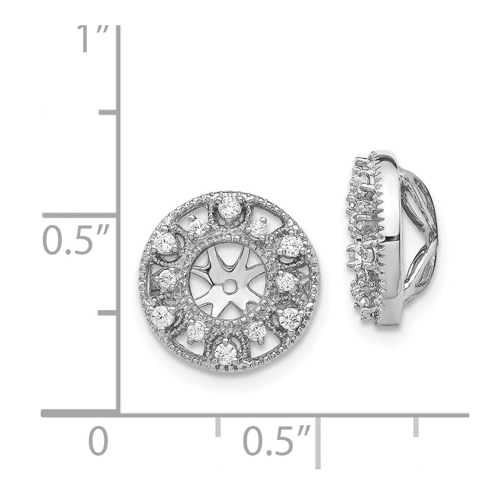 14k White Gold 1/4 carat Diamond Fancy Circle Earring Jackets
