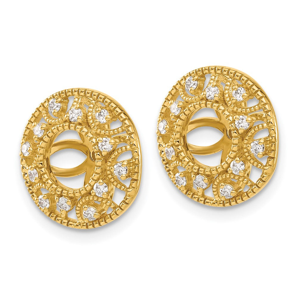 14k 1/4 carat Diamond Fancy Circle Earring Jackets