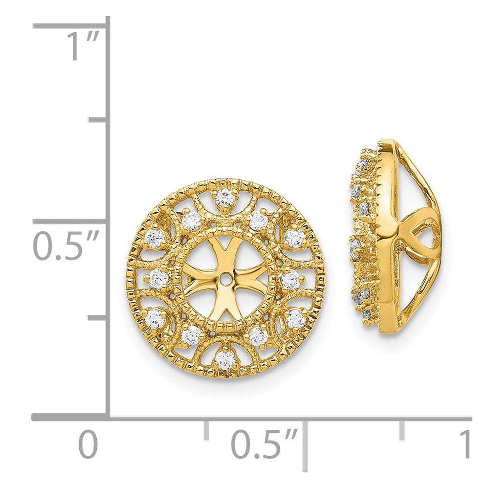 14k 1/4 carat Diamond Fancy Circle Earring Jackets