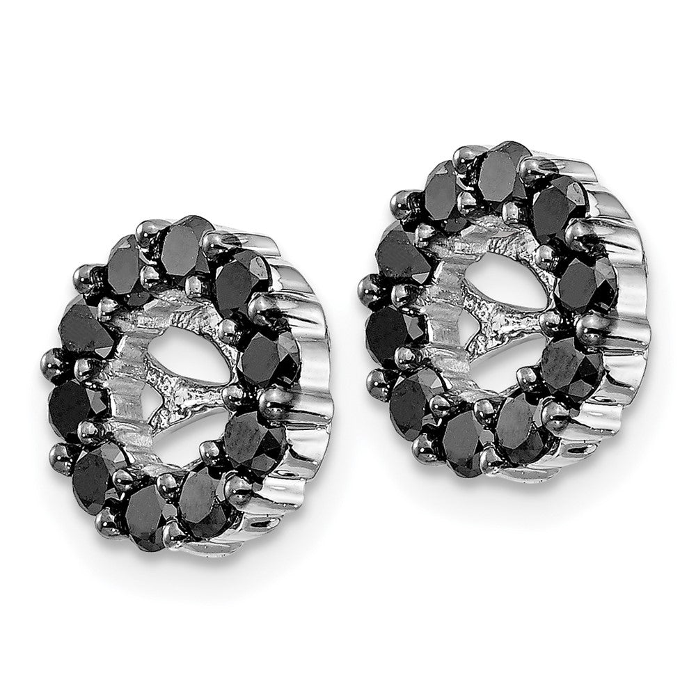 14k White Gold 5/8 carat Black Diamond Circle Earring Jackets