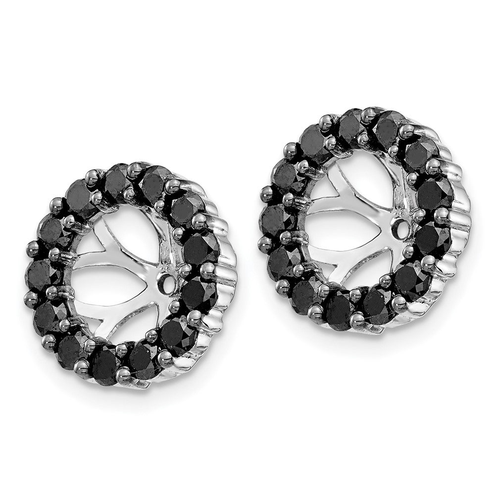14k White Gold 1 carat Black Diamond Circle Earring Jackets