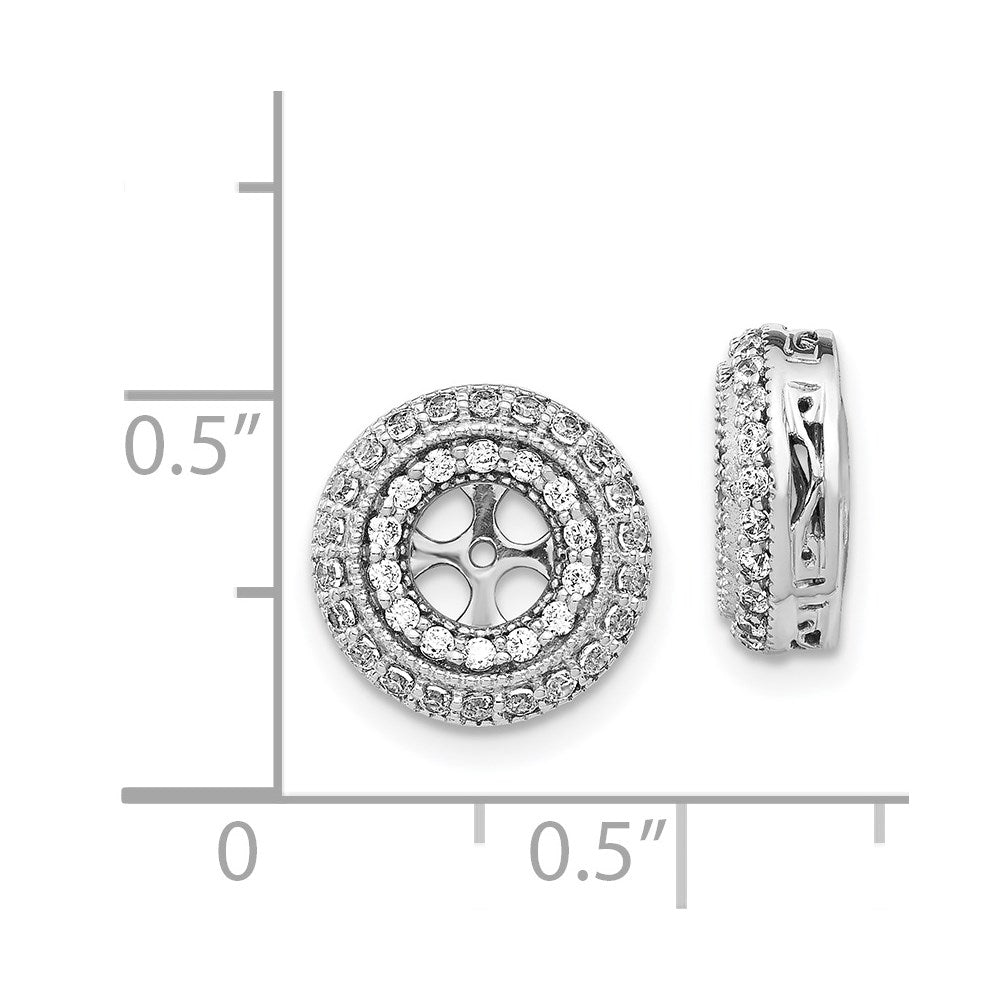 14k White Gold 1/2 carat Diamond Double Circle Earring Jackets