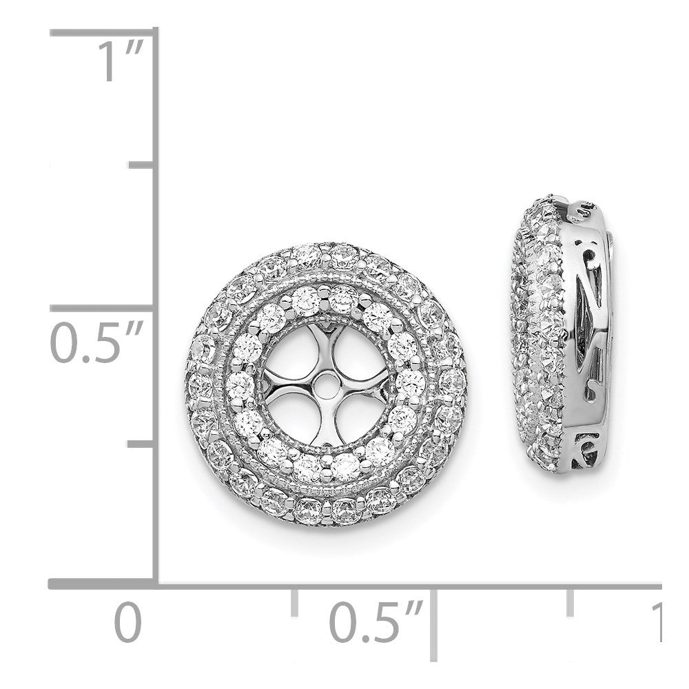 14k White Gold 1 carat Diamond Double Circle Earring Jackets