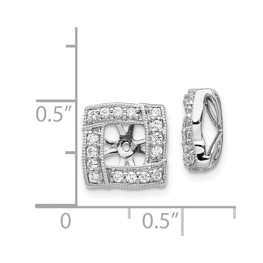 14k White Gold 1/3 carat Diamond Square Earring Jackets