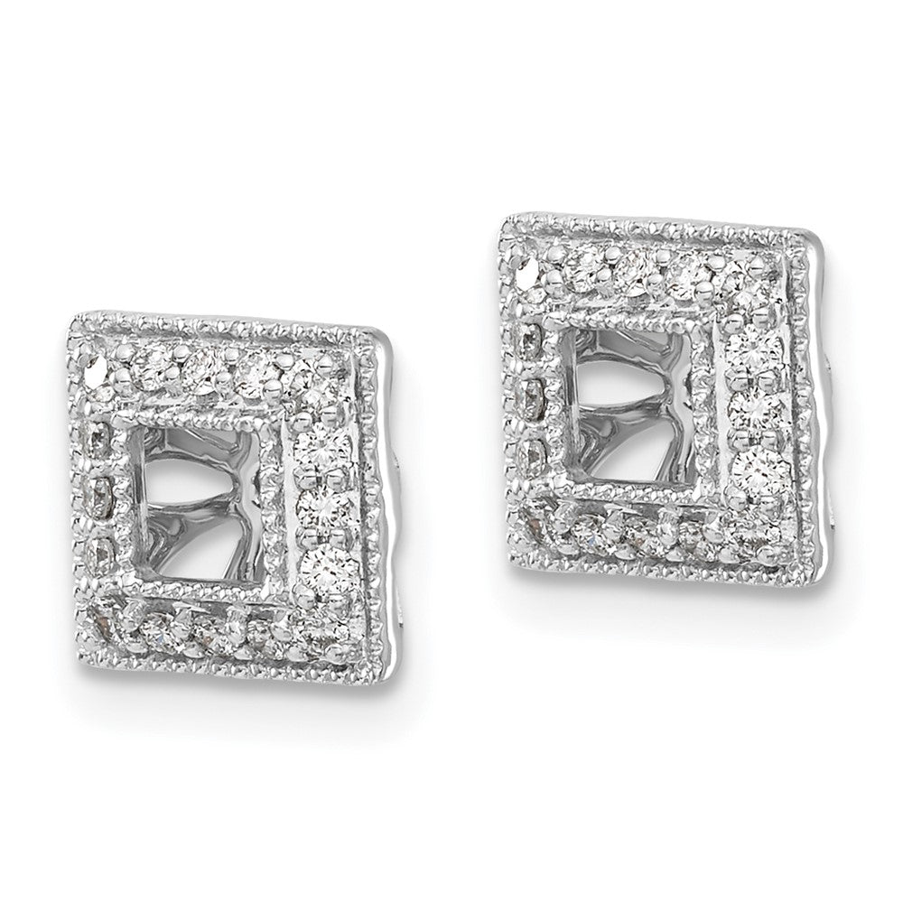 14k White Gold 1/4 carat Diamond Square Earring Jackets
