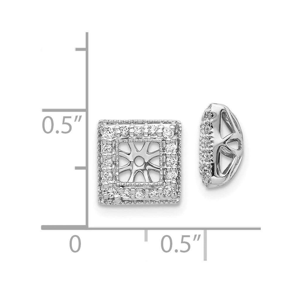 14k White Gold 1/4 carat Diamond Square Earring Jackets
