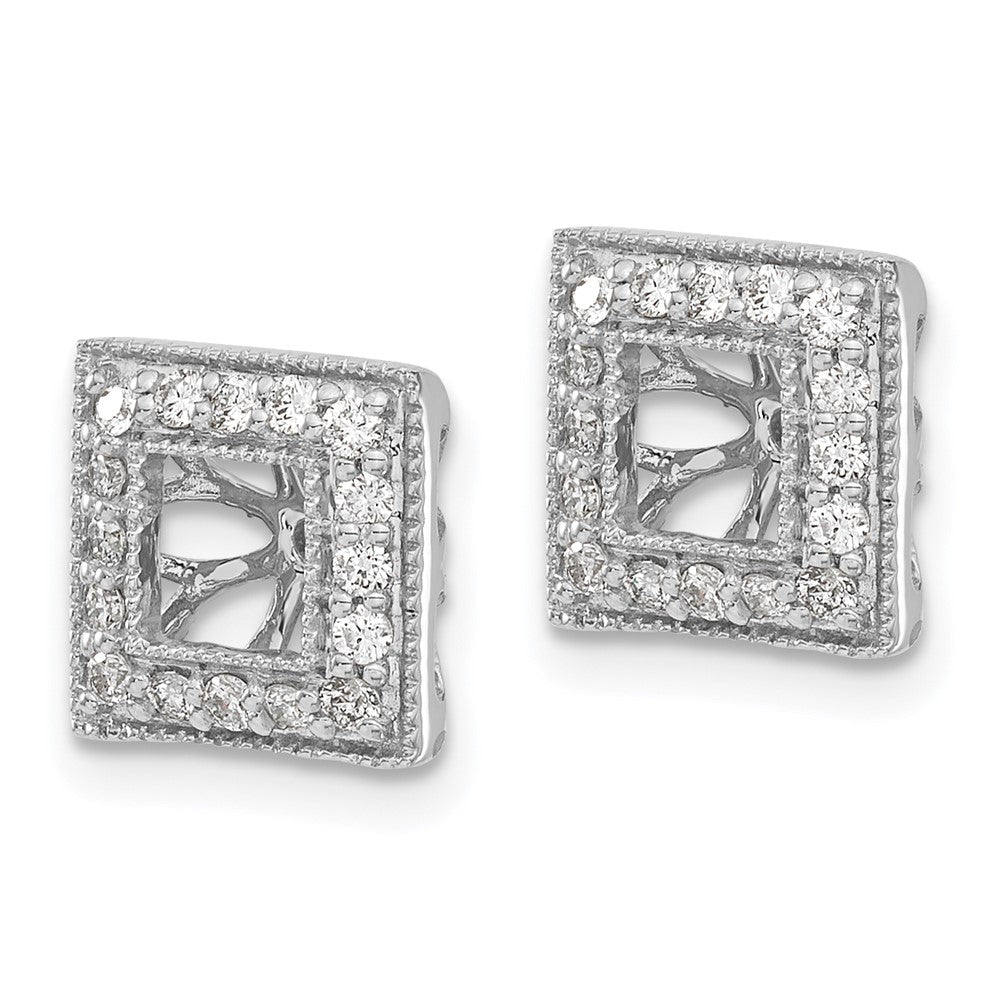 14k White Gold 1/3 carat Diamond Square Earring Jackets