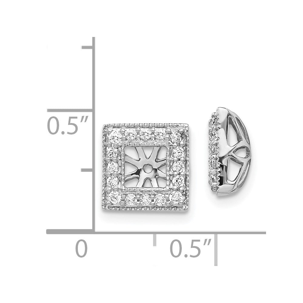 14k White Gold 1/3 carat Diamond Square Earring Jackets