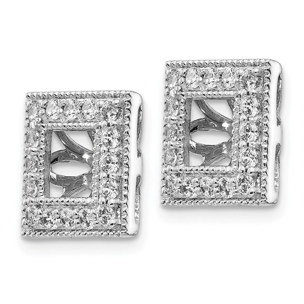 14k White Gold 1/2 carat Diamond Square Earring Jackets
