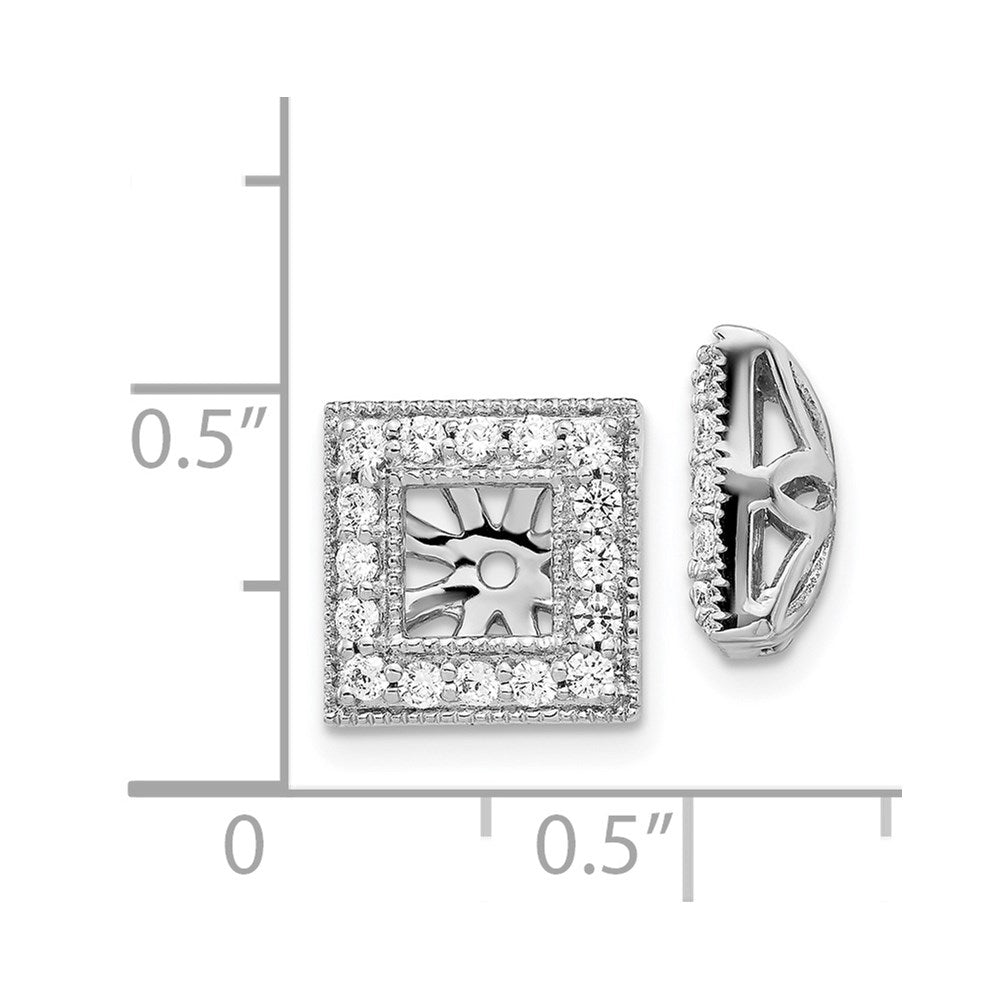 14k White Gold 1/2 carat Diamond Square Earring Jackets