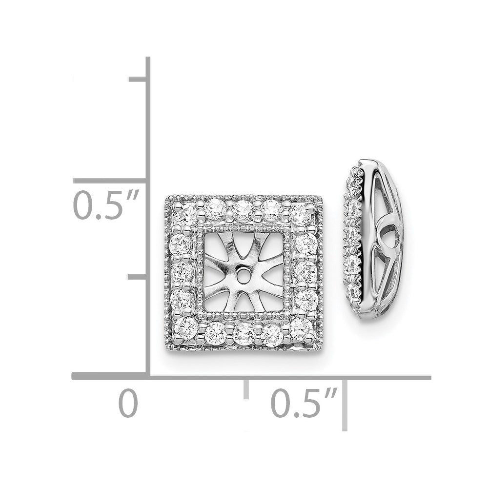 14k White Gold 1/2 carat Diamond Square Earring Jackets