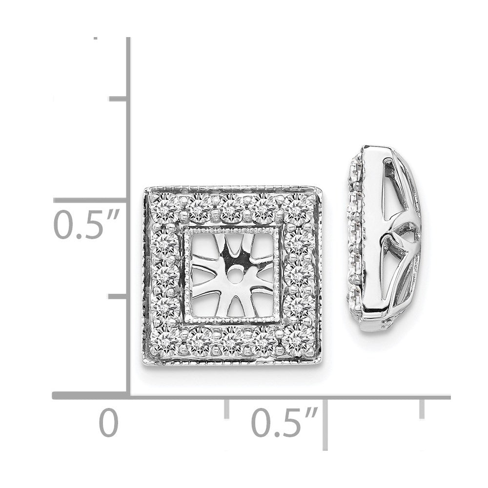 14k White Gold 7/8 carat Diamond Square Earring Jackets