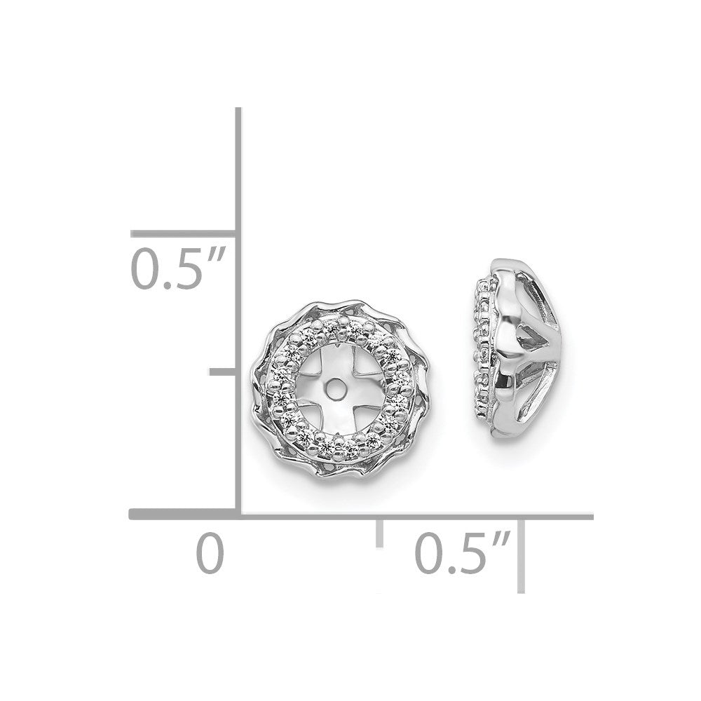 14k White Gold Twisted Edge 1/10 carat Diamond Earring Jackets