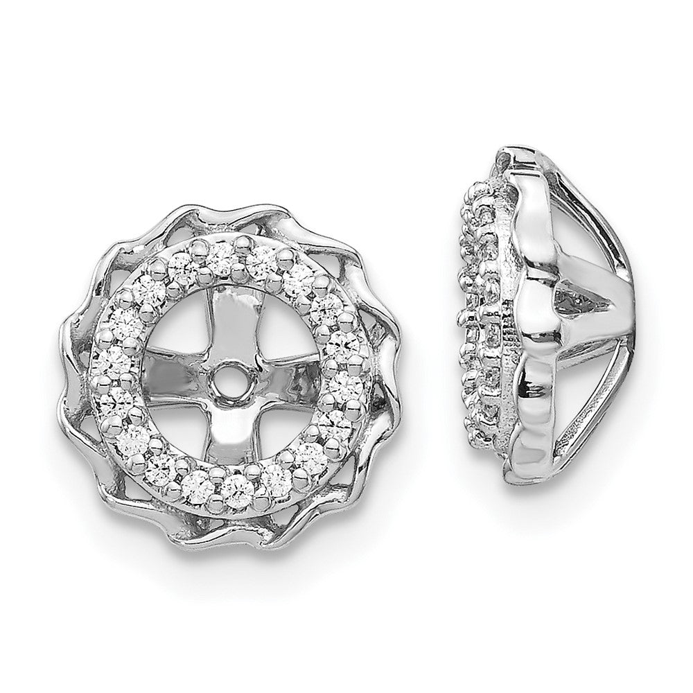 14k White Gold Twisted Edge 1/6 carat Diamond Earring Jackets