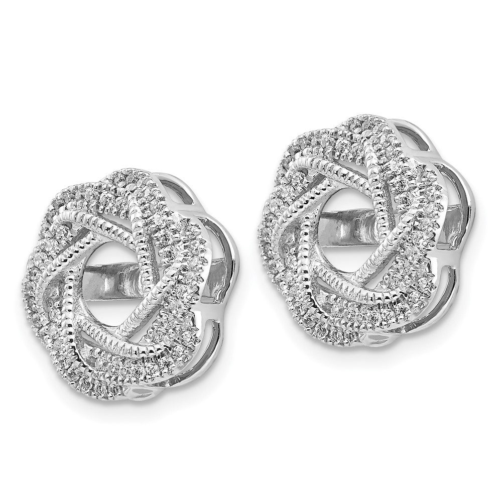 14k White Gold 1/3 carat Diamond Twist Earring Jackets