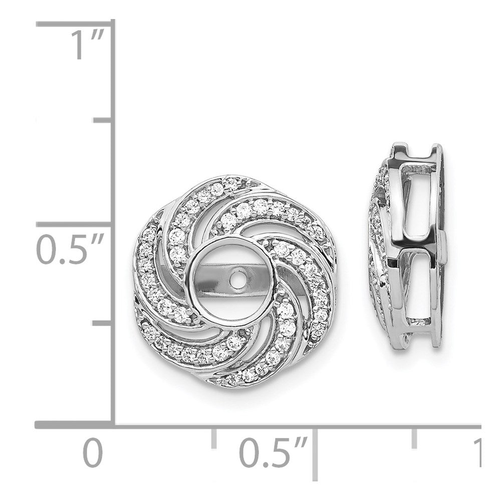 14k White Gold 1/3 carat Diamond Swirl Earring Jackets