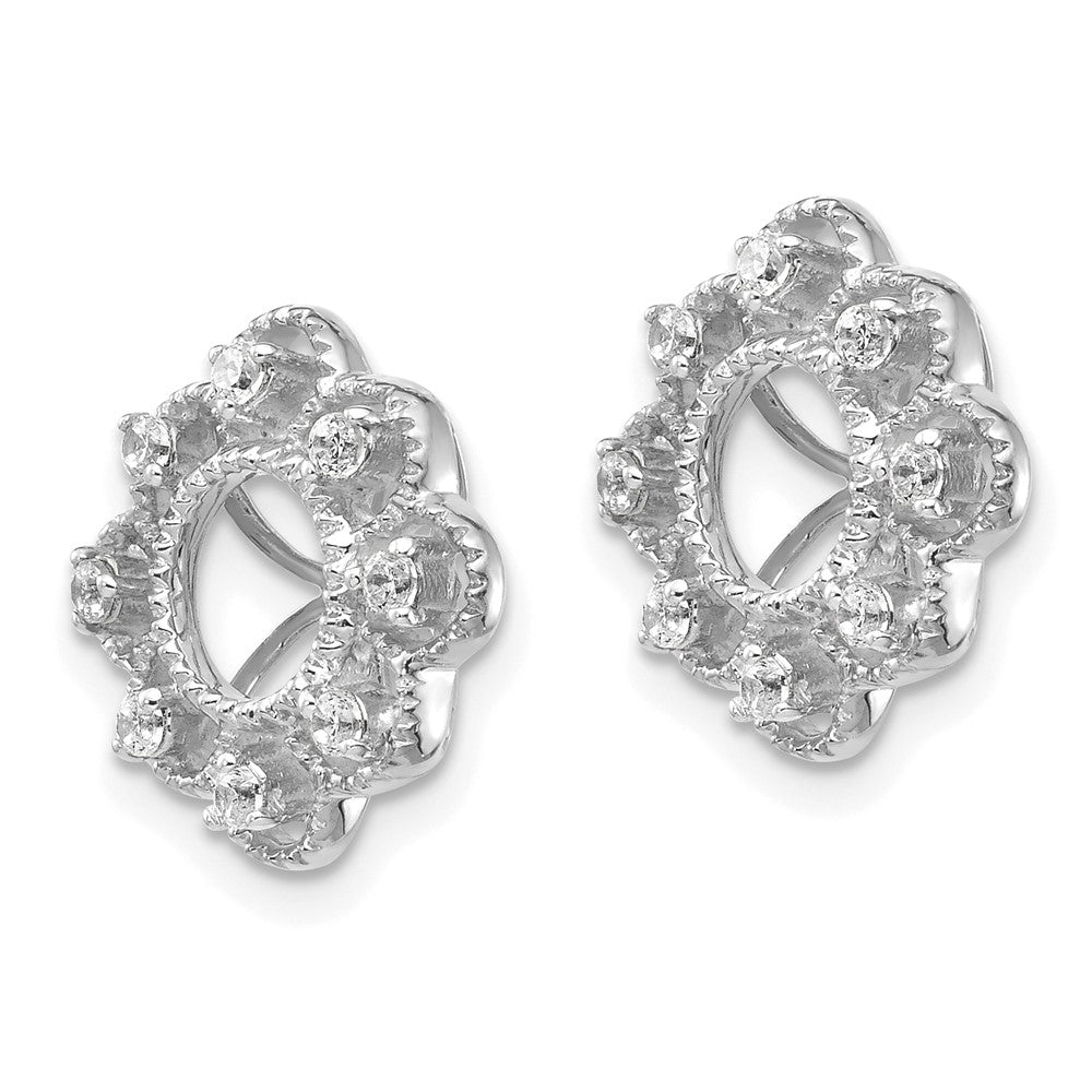 14k White Gold Fancy 1/4 carat Diamond Earring Jackets