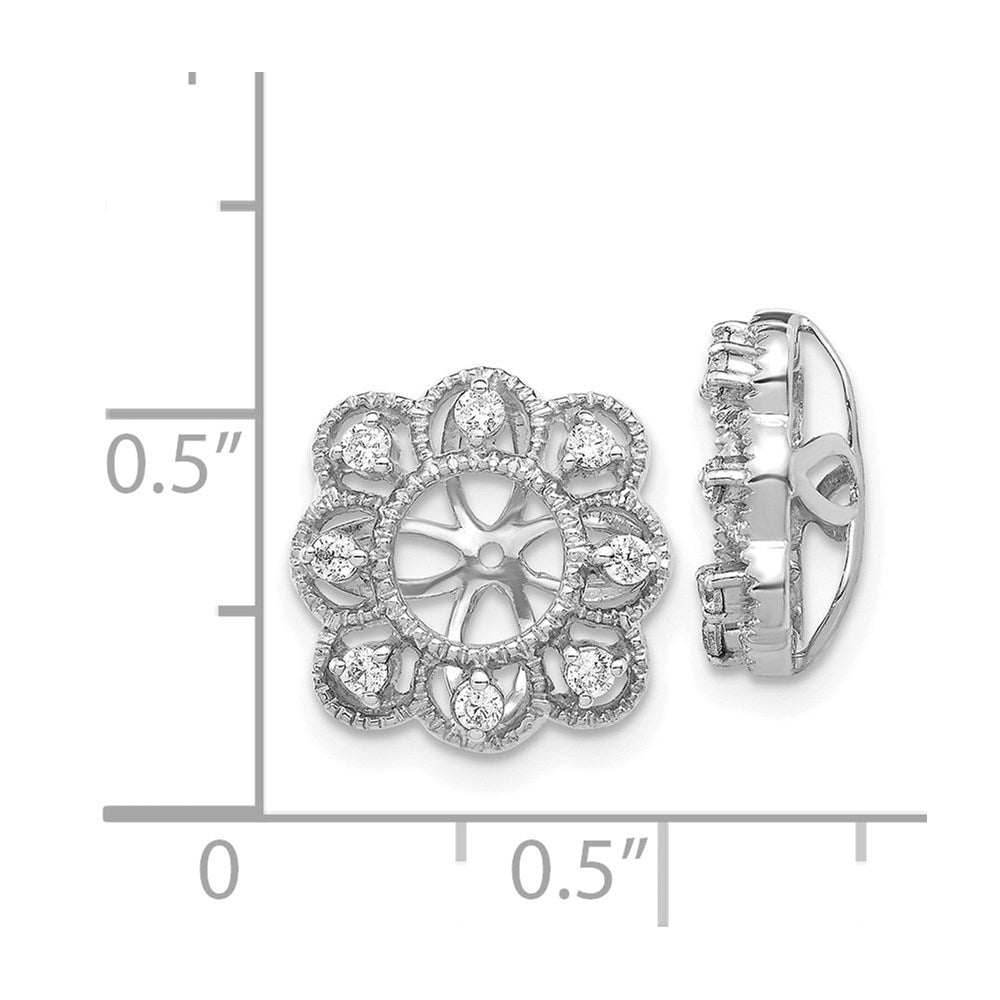 14k White Gold Fancy 1/4 carat Diamond Earring Jackets