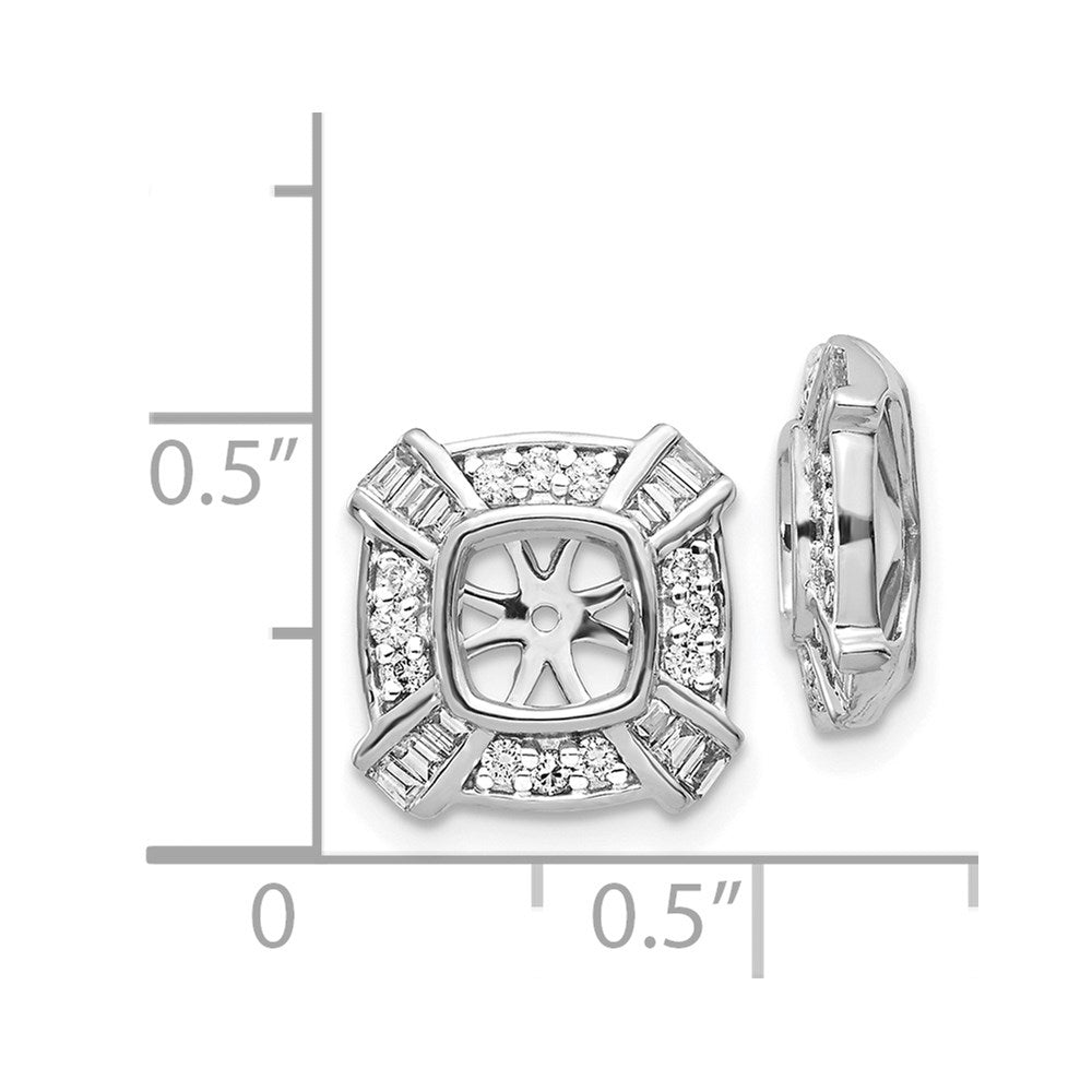 14k White Gold 1/2 carat Diamond Fancy Square Earring Jackets