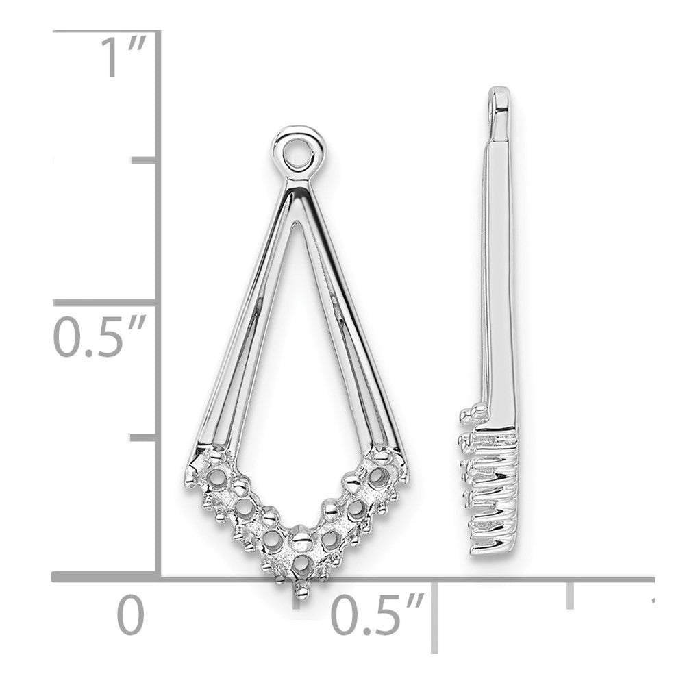 14k White Gold Kite-Shaped Diamond Earring Jacket Mountings