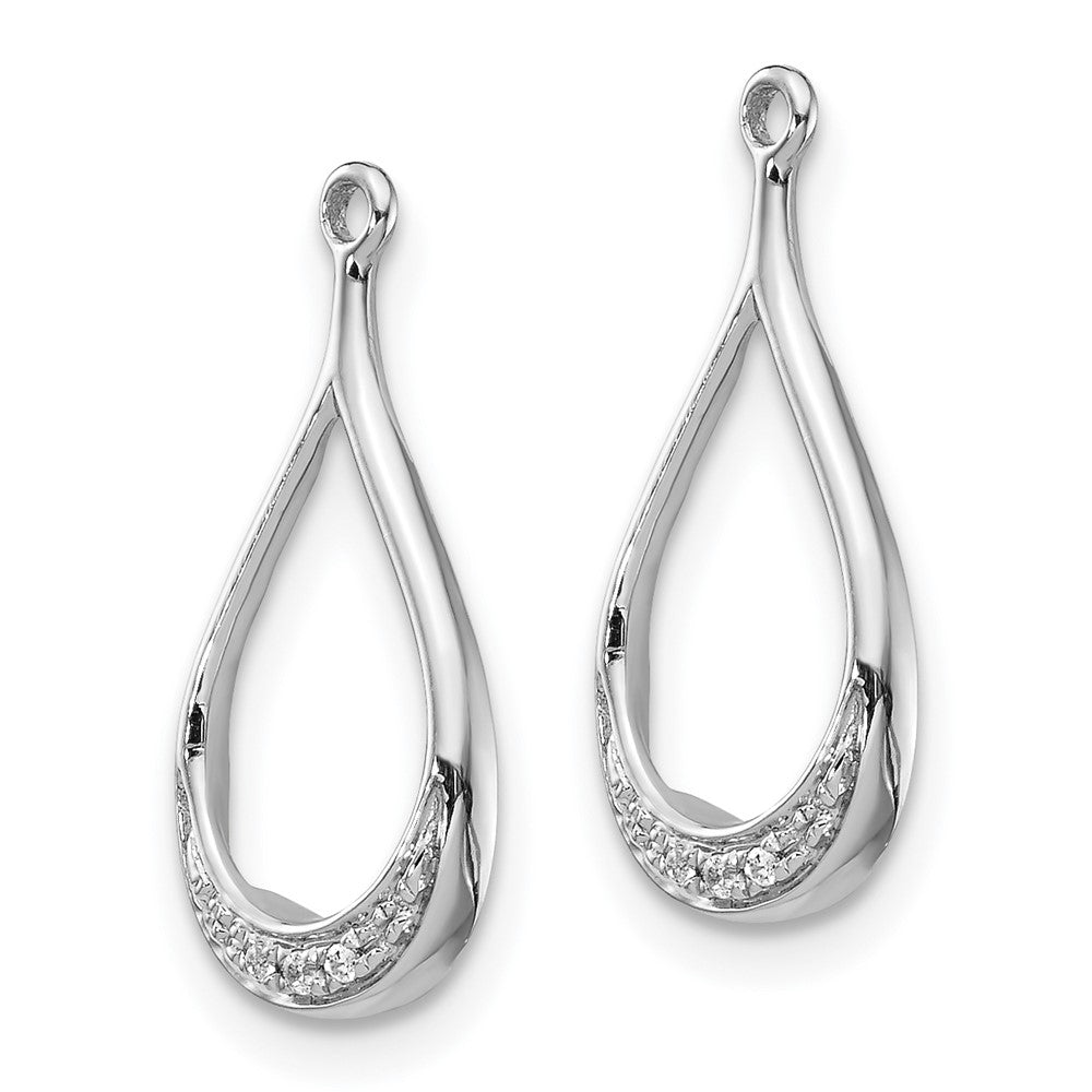 14k White Gold Teardrop Diamond Earring Jackets