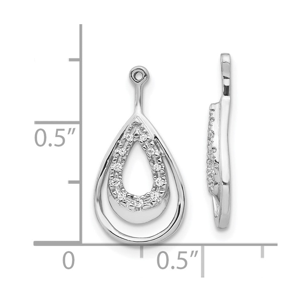 10k White Gold Double Teardrop Diamond Earring Jackets